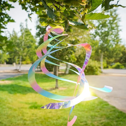 In the Breeze 9162 — Striped Iridescent Crystal Spinner — Suncatcher Wind Spinner for Yards and Gardens, Humane Animal Deterrent…
