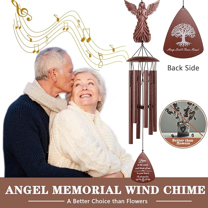 VENBEEL Angel Memorial Wind Chime, Memorial Sympathy Gifts for Loss of Love One, Bereavement Condolence Remembrance Gift for Loss of Mom Dad