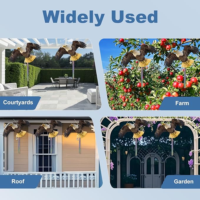 4PCS Flat Fake Hawk to Keep Pigeon Away from Porch Plastic Hawk to Scare Woodpecker Away from House with Reflective Tape Garden Owls to Scare Pigeon Squirrel for Patio Windows Hanging Hawks Decor