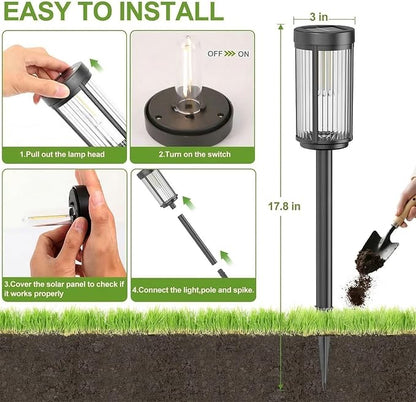 Sparkblaze 2 Pack Solar Garden Lights Outdoor, Decorative Solar Pathway Lights for Yard Auto On/Off Landscape Lighting for Walkway, Lawn, Garden, Waterproof Solar Stake Lights. (2, Cold White)