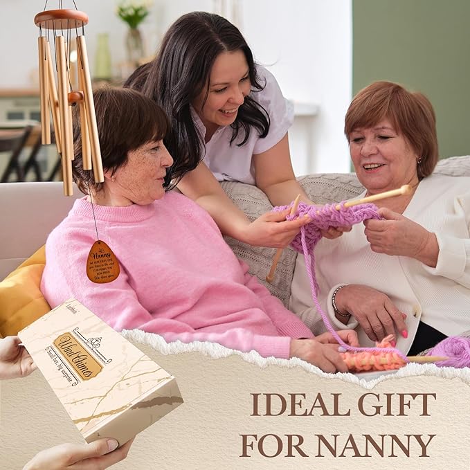 Leebbsin Gifts for Nanny, Nannys Wind Chime, Mother's Day Best Gift for Nanny, Birthday Gifts from Grandchildren, Gift Ideas for Mothers Day, Thanksgiving, Christmas, Large-36''