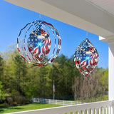FLAGWIX American Eagle Decorations - 3D Stainless Steel Metal Wind Spinners 12 in - 4th of July Decorations for Window Yard Garden Patio, Patriotic Outdoor Decor, Eagles Gifts for Men Women Friends