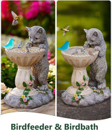 Nacome Solar Cat Statue for Garden Decor: IP44 Weatherproof Resin with Automatic Lighting - No Installation- Outdoor Yard Patio Balcony Art - Birthday Gifts for Bird Lovers Mom Grandma Women