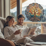 Tree Life Wind Spinners Outdoor, Hanging Wind Spinner for Garden Decoration, 8 inch 3D Stainless Steel Metal Wind Sculpture for Indoor/Outdoor Decor