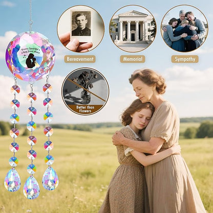 Suncatcher Crystal Memorial Gifts Decor for Loss Mom Daughter Grandma - Every Sparkle’s a Hug from Above, Prism Beads Sympathy Gift for Loss of Mother, Memorial Gifts for Loss of Mom