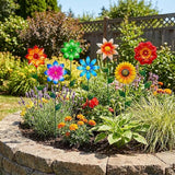 Garden Decor for Outside, 7 Pack Flower Garden Stakes Spring Outdoor Decor Metal Flower Stakes for Yard Porch Lawn Pathway Pot Decorations