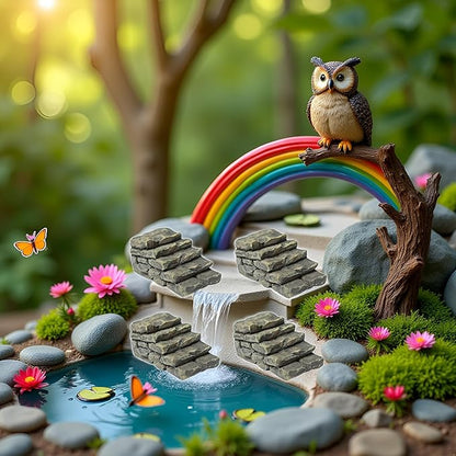 4 PCS Miniature Stone Steps Artificial Decor Craft Home Fairy Garden Flower Pot Miniature Bridge Ornament Garden Stairs Accessories Outdoor Statues