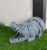Crocodile Sculpture Gutter Diverter Rain,Deco Gutter Extension Downspout,Eco-Friendly Resin Statues Gutter Extender Diverter,Splash Block, Perfect Rain Gutter Downspout Extension for 3"x4" Downspouts