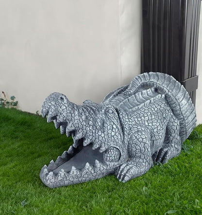 Crocodile Sculpture Gutter Diverter Rain,Deco Gutter Extension Downspout,Eco-Friendly Resin Statues Gutter Extender Diverter,Splash Block, Perfect Rain Gutter Downspout Extension for 3"x4" Downspouts