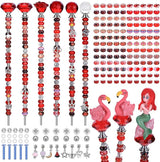 AIPRIDY 158 Pcs DIY Fairy Wand Garden Stakes Kit,Multiple Color Scheme European Beads Crystal Diamond Tops and 12 or 10 Inch Threaded Rods,Stainless Steel Stakes with Diamond Toppe (Red)
