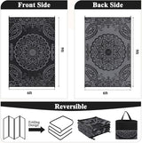 Pauwer Waterproof Outdoor Rug 6x9, Reversible Plastic Straw Patio Camping Rug, Indoor Outdoor RV Mat Carpet for Deck, Camper, Porch, Balcony, Backyard, Picnic, Boho Black Grey