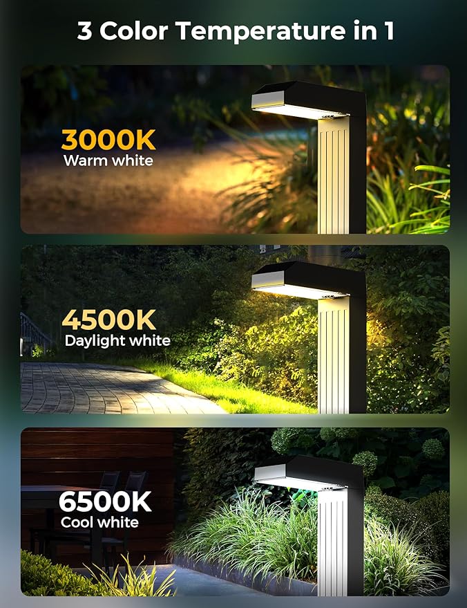 Solar Pathway Lights Outdoor 10 Pack, 3 Color in 1 Bright Landscape Lighting with Cool/Warm/Daylight White Modes, Auto On/Off, IP65 Waterproof for Yard Garden Walkway Sidewalk Patio Lawn Decor