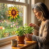 Sunflower Flower Handmade Resin Suncatchers, Artisan Sun Catcher, Stained Glass Effect, Flower Suncatchers for Window Hanging, Garden Decor, Gift for Mother's Day Mom Women Grandma Wife