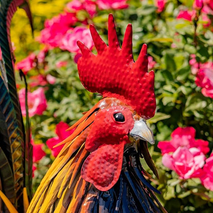 Zaer Ltd. 2.3 Ft. Tall Fancy Ornate Metal Rooster Statue Decorations (Hugo)