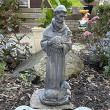 Newman House Studio Vintage St Francis Garden Statue - 15.2 Inch Resin Patron of Animal Figurine Saint Francis Sculpture with Sheep for Garden Decor