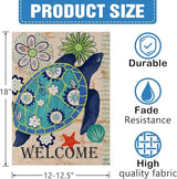 Dyrenson Home Decorative Welcome Quote Outdoor Turtle Beach Garden Flag Double Sided, Tropical Ocean House Yard Flag, Rustic Coastal Garden Yard Nautical Sea Decorations, Seasonal Outdoor Flag 12 x 18