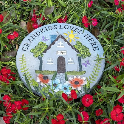 Grandma Garden Stepping Stone Yard Walkway Step Stone Grandma Gifts from Grandchildren Home Outdoor Decor Lawn Concrete Stepping Stones with Sayings Outside Decorations