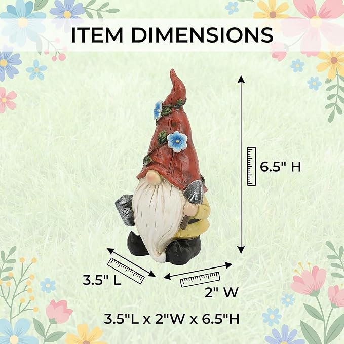 GoGnome 3-Pack Spring Garden Gnome Figurines, 6.5" Resin Decorative Gnomes with Lantern, Birdhouse & Watering Can, Indoor Outdoor Tabletop Home Yard Lawn Decor (Multicolor)