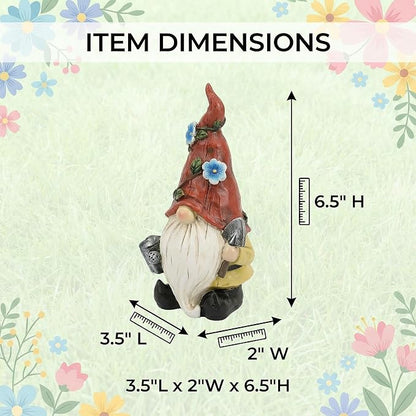 GoGnome 3-Pack Spring Garden Gnome Figurines, 6.5" Resin Decorative Gnomes with Lantern, Birdhouse & Watering Can, Indoor Outdoor Tabletop Home Yard Lawn Decor (Multicolor)