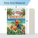 DLZDN Summer Parrot Bird Garden Flag It's 5 O'Clock Somewhere Garden Flag 12×18 Inch Double Side Vertical Burlap Farmhouse Yard Flag Summer Nautical Tropical Ocean Outdoor House Decoration
