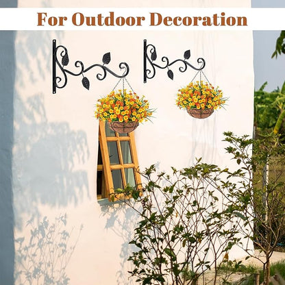 6 Pack Hanging Plant Brackets 12-Inch, Black Iron Wall Hooks for Planters, Lanterns, Bird Feeders & Wind Chimes Indoor/Outdoor