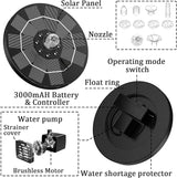 AISITIN 3,5W LED Solar Fountain Pump for Outdoor with 3000mAh Battery,Solar Bird Bath Fountain with Different Spray Effects,with Crystal Ball, Solar Powered Water Pump for Outdoor Garden, Pond