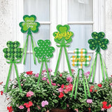 Cinrobiye 6 Pcs Metal St.Patrick's Day Planter Stakes Irish Table Centerpiece Lucky Shamrock Garden Stake Outdoor Lawn for St.Paddy's Day Garden Greetings Home Farmhouse Decor (Shamrock)