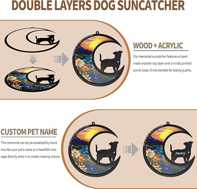 BamLue Dog Memorial Suncatcher Ornament for Home Decor, Loss of Dog Sympathy Gift, Suncatchers for Windows Hanging, Pet Loss Gifts, Remembrance Gifts for Pet Lovers