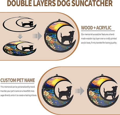 BamLue Dog Memorial Suncatcher Ornament for Home Decor, Loss of Dog Sympathy Gift, Suncatchers for Windows Hanging, Pet Loss Gifts, Remembrance Gifts for Pet Lovers