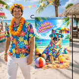 BlissYard Hello Summer Golden Retriever Garden Flag 12x18 Double Sided Vertical Outdoor Decor Beach Dog Tropical Yard Garden Lawn Banner Colorful Seasonal Display