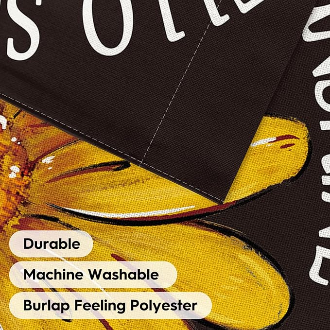 AVOIN colorlife Hello Sunshine House Flag 28x40 Inch Double Sided Outside, Summer Spring Floral Yellow Daisy Yard Outdoor Flag Black