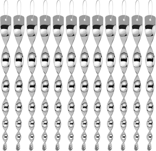 Besmon Woodpecker Bird Scare Devices，Reflective Scare Rods Control Device to Keep Birds Away from Patio Pool（Christmas Reflective Strip Hanging Home as Decoration） (12PCS)