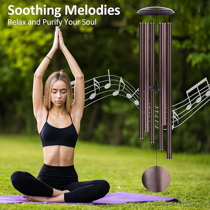 54" Large Wind Chimes for Outside Deep Tone - Gift Box Packaged, Soothing Windchimes Outdoors with 6 Thickened Aluminum Tubes for Garden Decor, Gifts for Parents, Friends and Loved Ones (Bronze)