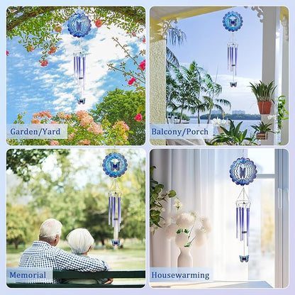 Wind Chimes for Outside with Butterfly Wind Spinner, Valentines Day Birthday Gifts for Women Mom Friends Sisters Teacher, Windchimes Outdoor Decor Patio Garden Yard Butterflies Decorations