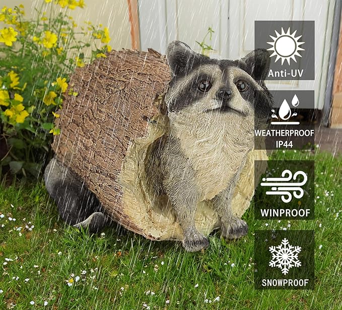 Teaeeno Garden Raccoon Decor Outdoor Animal Statue,Raccoon Decoration Large Lawn Ornament,Garden Animal Rustic Decor,Outdoor Decor Yard Lawn Home Decoration Yard Art,Outdoor Raccoons Gifts