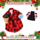 Shyyween Porch Goose Christmas Outfit 23 Inch Lady Goose Statue Clothes Red and Black Plaid Bathrobe Coffee Cup Curlers for Cement Plastic Lawn Geese Outdoor Garden Yard Patio Decoration