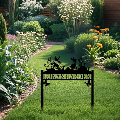 Personalized Metal Flower Garden Sign with Stake,Fairy Garden Decor for Outdoor,Patio Yard Decor,Gifts for Gardeners style 12