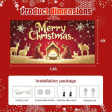 HOMETITUTE Christmas Garage Door Banner 13x6ft Holiday Decoration with Gold Figures Baby Jesus and Mary Red Background Snowflakes Deer Sheep Festive Outdoor Indoor Backdrop