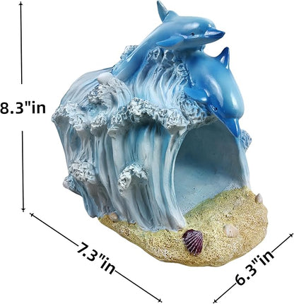 Gutter Diverter Rain,Dolphin Statue Deco Gutter Extension Downspout,Eco-Friendly Resin Sculpture Gutter Extender Diverter,Splash Block, Perfect Rain Gutter Downspout Extension for 3"x4" Downspouts