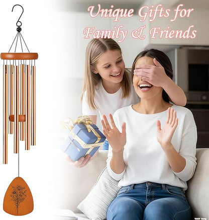 Mom Wind Chimes for Outside, Mothers Day Windchimes with Double Sided Wooden Plaque, Gifts for Mom Garden Patio Decor
