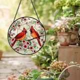 Stained Glass Window Hanging, Cardinal Sun Catchers Colorful Glass Panel Bird Suncatcher Indoor Window Wall Art Home Decor Gift for Birthday Christmas, for Women,Men,Wife, Lovers, and Mom 7.8 in