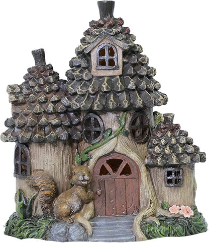 Zayton Garden Squirrel's House Outdoor Statues Yard Resin Decoration Gift Handmade Housewarming Gift for Patio Yard Lawn Waterproof Cracking