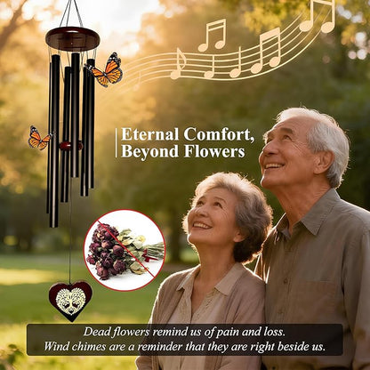 Memorial Wind Chimes, Unique Sympathy Gift for Loss of Loved One Comes with Sympathy Card & Custom Verse on Pendant - for Bereavement/Funeral/Condolences/Grieving/- Gift of Love & Remembrance