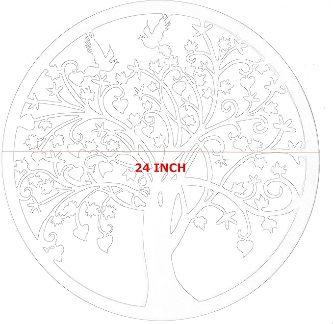 Bellaa 20193 Metal Wall Decor Tree Circle of Life Birds Nature Round Sign Indoor Living Room Rustic Art Outdoor Garden Patio Decor