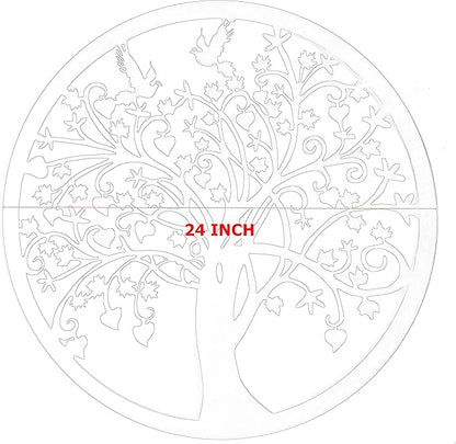 Bellaa 20193 Metal Wall Decor Tree Circle of Life Birds Nature Round Sign Indoor Living Room Rustic Art Outdoor Garden Patio Decor