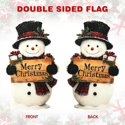 Christmas Garden Flags 12x18 Inch Double Sided, Xmas Snowman Yard Flag for Outside, Winter Seasonal Outdoor Decoration Farmhouse Front Porch Holiday Decor