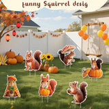 6Pcs Thanksgiving Yard Signs Stakes,The Nut Squirrel Pumpkin Fall Outdoor Decorations for Home Outdoor Yard Patio Lawn Decor, Garden Decorations