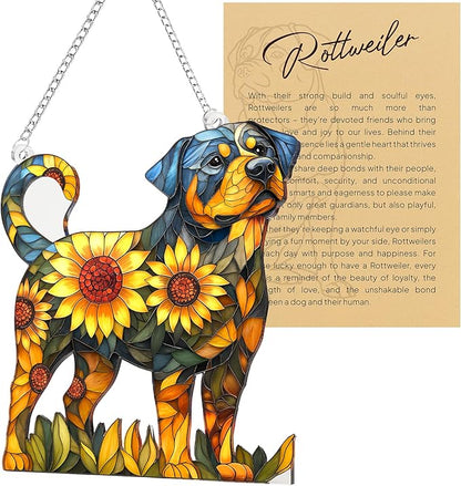 Colorful Dogs Acrylic Suncatcher Ornament for Window Decor, Acrylic Suncatcher Window Hanging Decor, Dog Lovers Gifts for Women, Dogs Christmas Ornaments for Tree Hanging (Rottweiler)