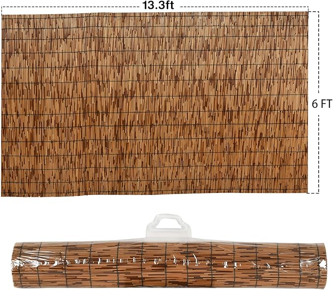 DearHouse Natural Reed Fencing, Eco-Friendly Reed Fence, 6 feet High x 13.3 feet Long, Reed Screen for Garden, Privacy Fence