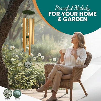 Memorial Gifts, Wind Chimes for Loss of Loved One - 36" Tree of Life, Deep Toned Windchimes Outdoors, Porch Decor, Double-Sided Engraved, loss of father gift, Wind Chimes for Outside Clearance